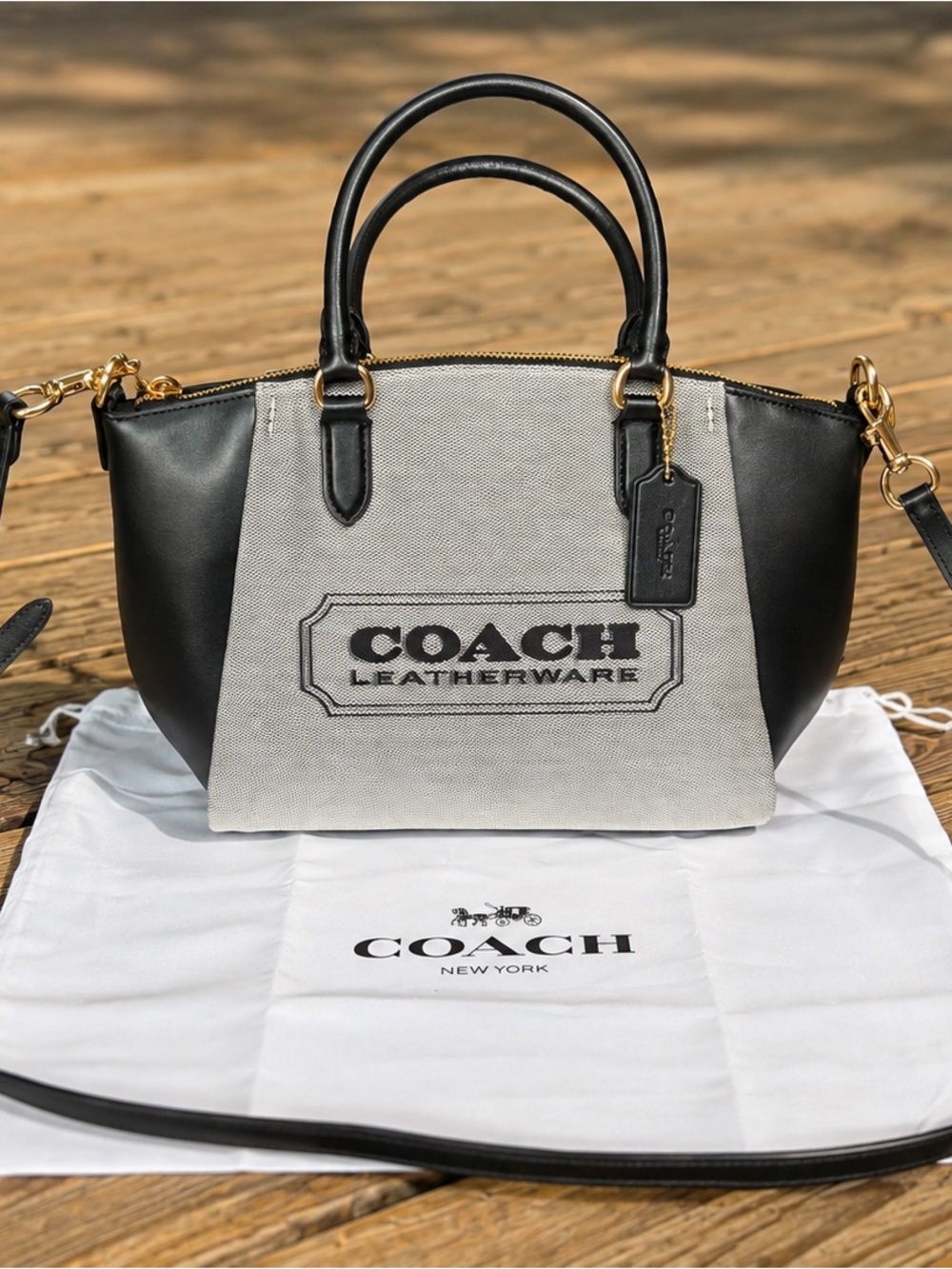 NWT Coach Leatherware Canvas & Leather Satchel Crossbody | Dust Bag Included